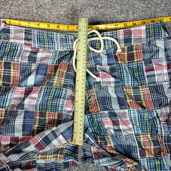 J Crew Swim Trunks Men Size 34 Patchwork Madras Drawstring - Picture 4 of 7